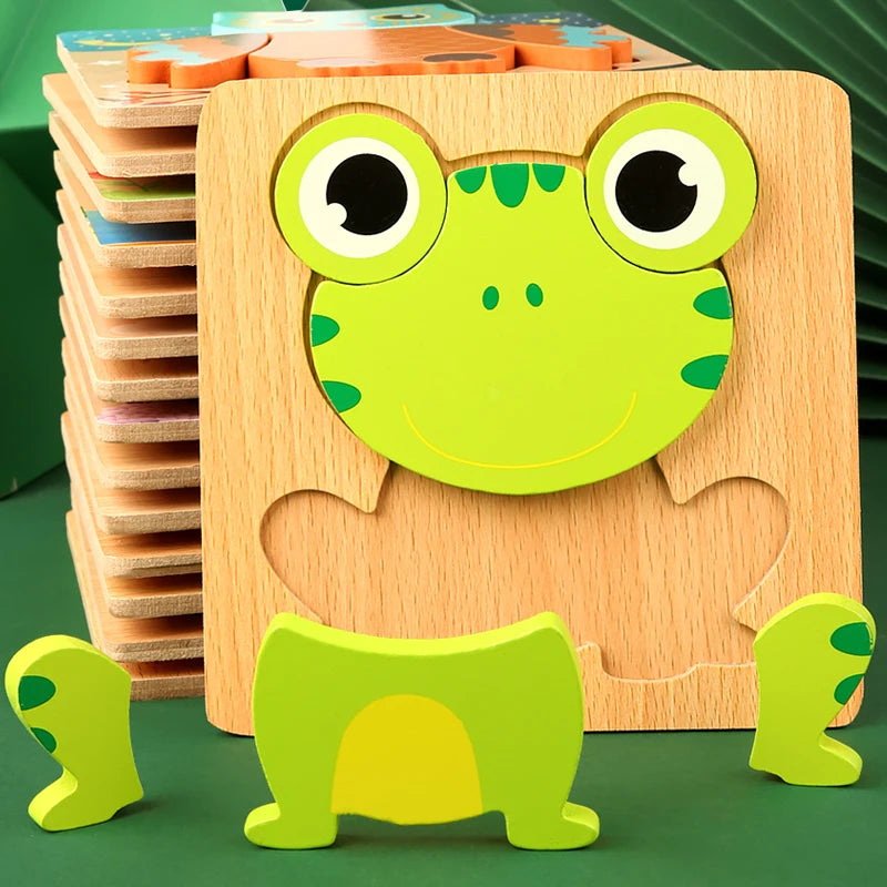 High Quality 3D Wooden Puzzle Baby Cartoon Animal Traffic Jigsaw Early