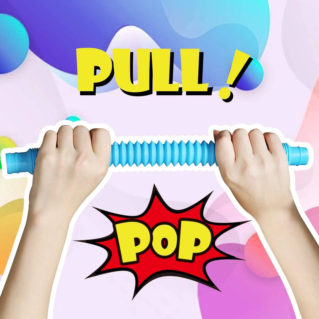 4 Pack Mini Pop Tube Sensory Fidget Toy Colorful Heavy-Duty Construction