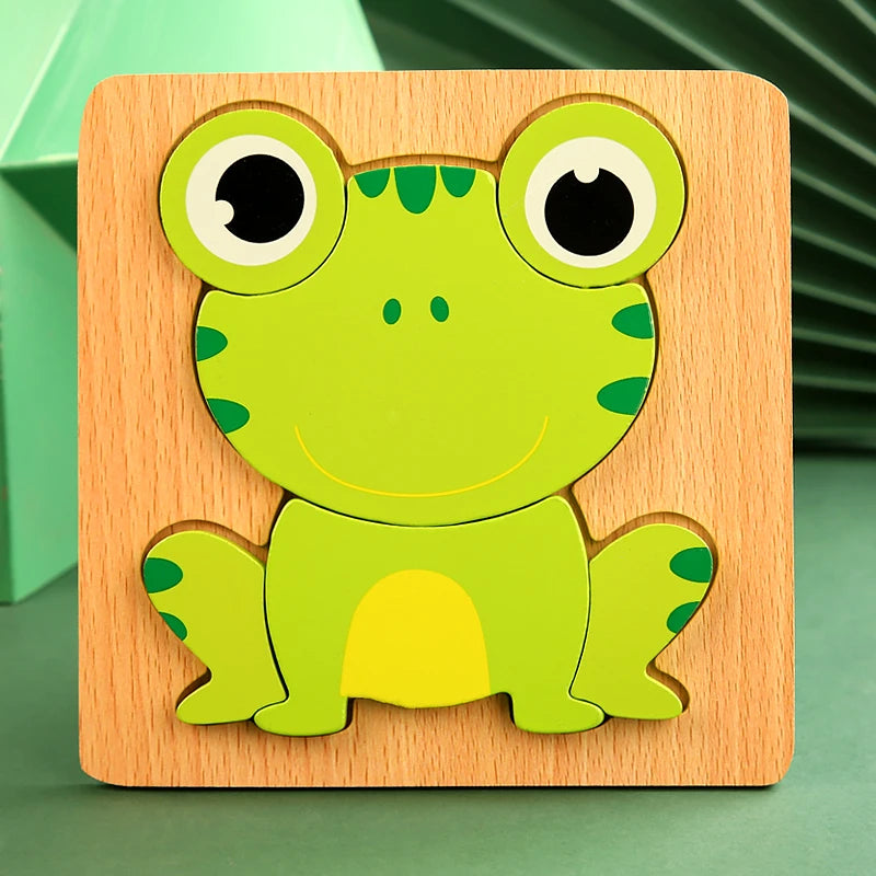 High Quality 3D Wooden Puzzle Baby Cartoon Animal Traffic Jigsaw Early