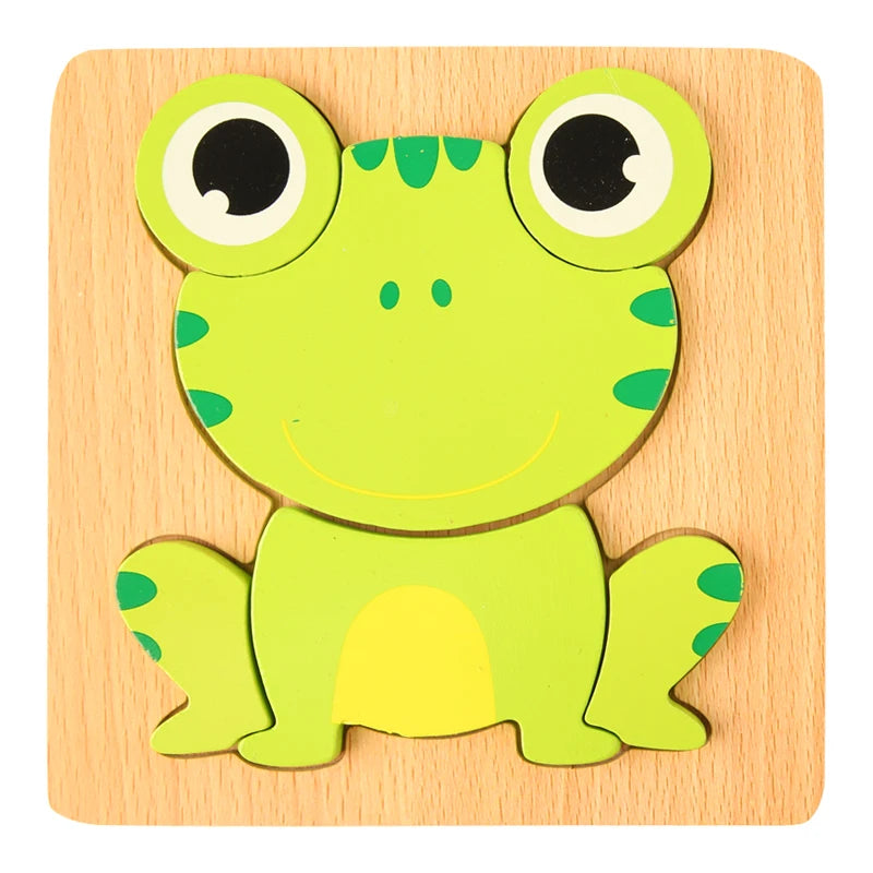 High Quality 3D Wooden Puzzle Baby Cartoon Animal Traffic Jigsaw Early