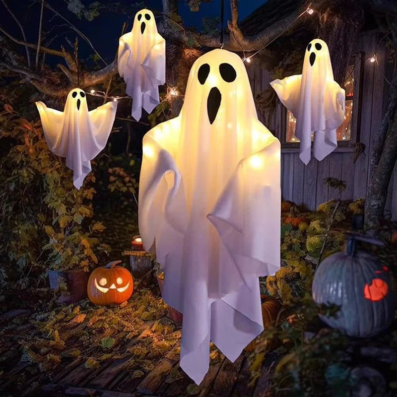 Halloween Glowing White Ghost LED Hanging Horror Props