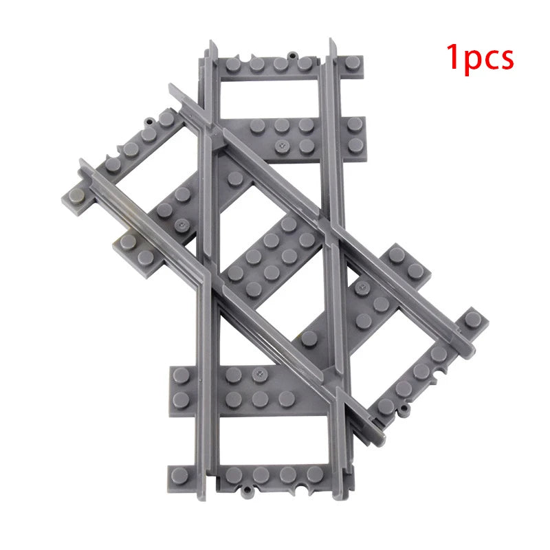 MOC City Train Rail Crossing Flexible Tracks Forked Straight Curved Rails