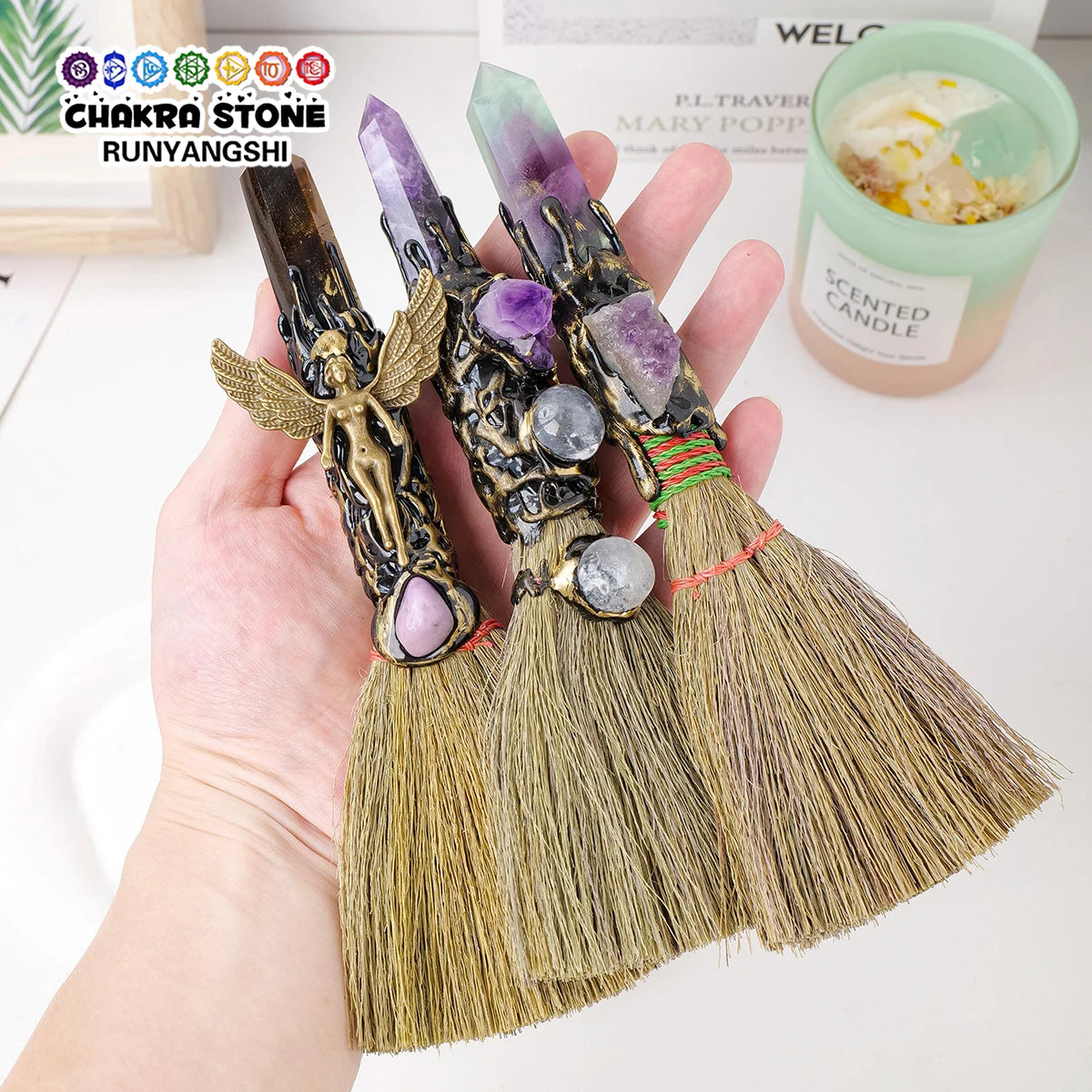 1PC Natural Crystal Point Stone Amethyst Altar Witch Supplies Table Decor