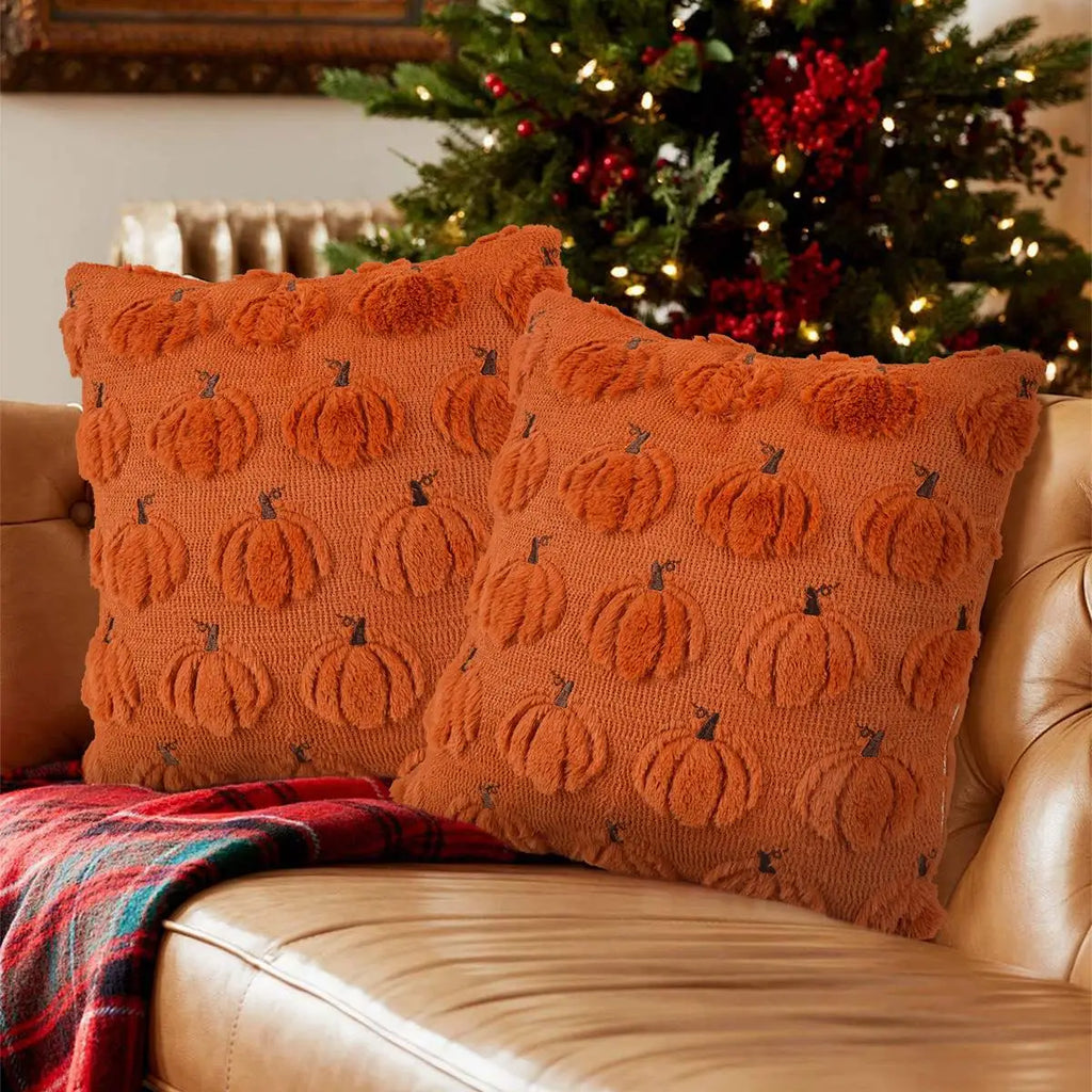 Ghost Pumpkin Plush Faux Fur Pillow Covers Soft