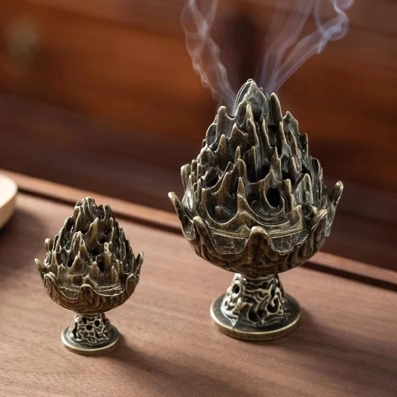 Vertical Incense Burner Mini Alloy Hollow Incense Holder Portable Tabletop