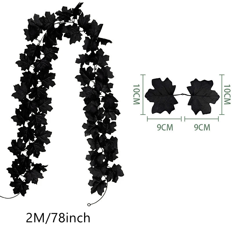 200CM Autumn Artificial Maple Leaf Wreath Fake Leaf Plant Vine Home