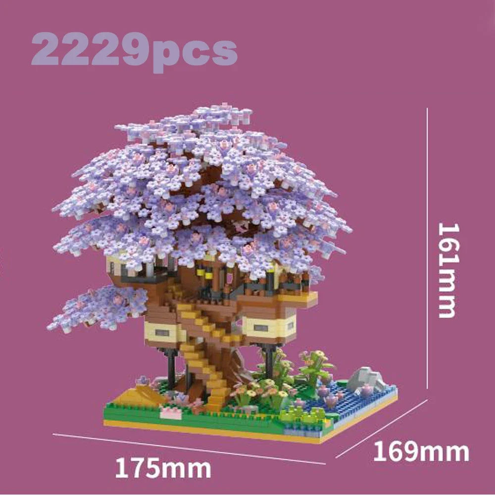 DIY Cherry Blossom Flower Tree Building Blocks House