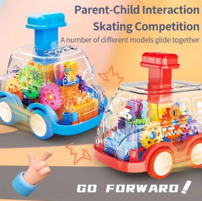 Transparent Gear Car Inertia Toy Press & Go
