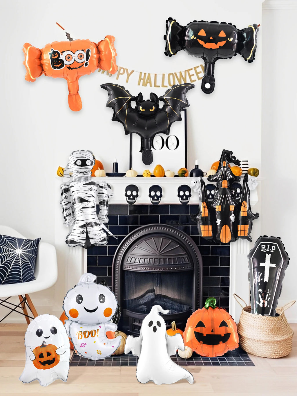 10pcs Mini Halloween foil balloon set Halloween Haunted Houses Pumpkin
