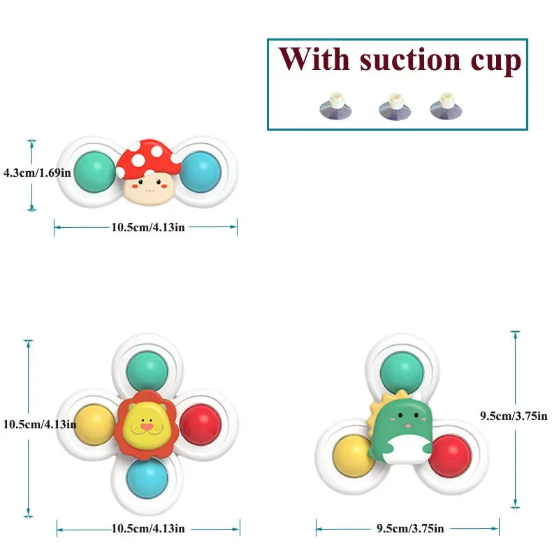 3 in 1 Suction Cups Spinning Top Toy Baby Game Infant Teether Relief Stress