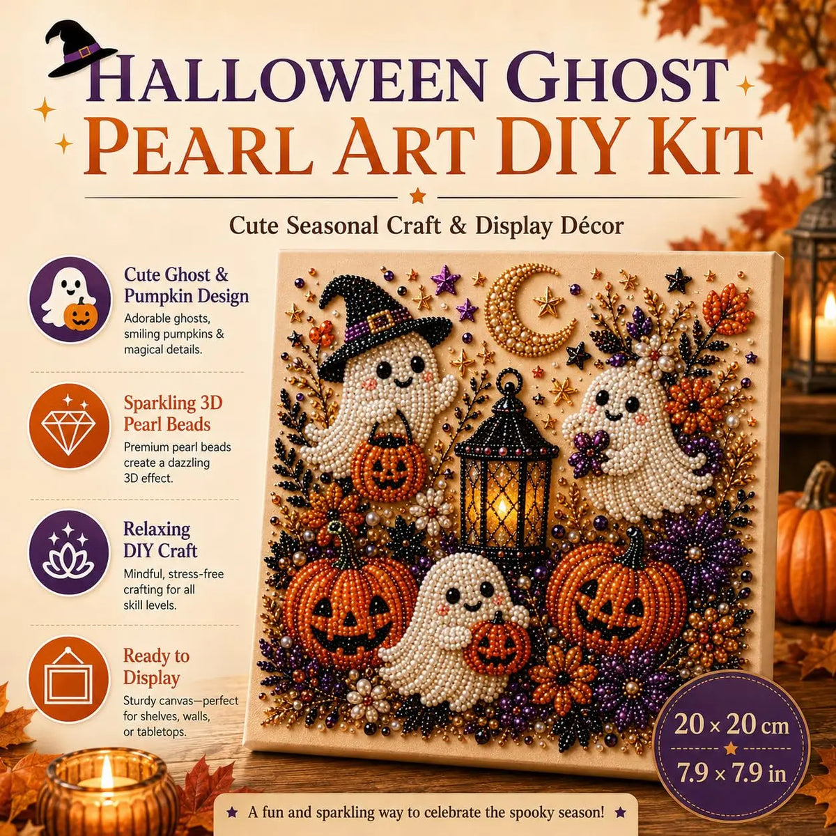 Halloween Ghost Pumpkin 3D Pearl Art DIY Kit