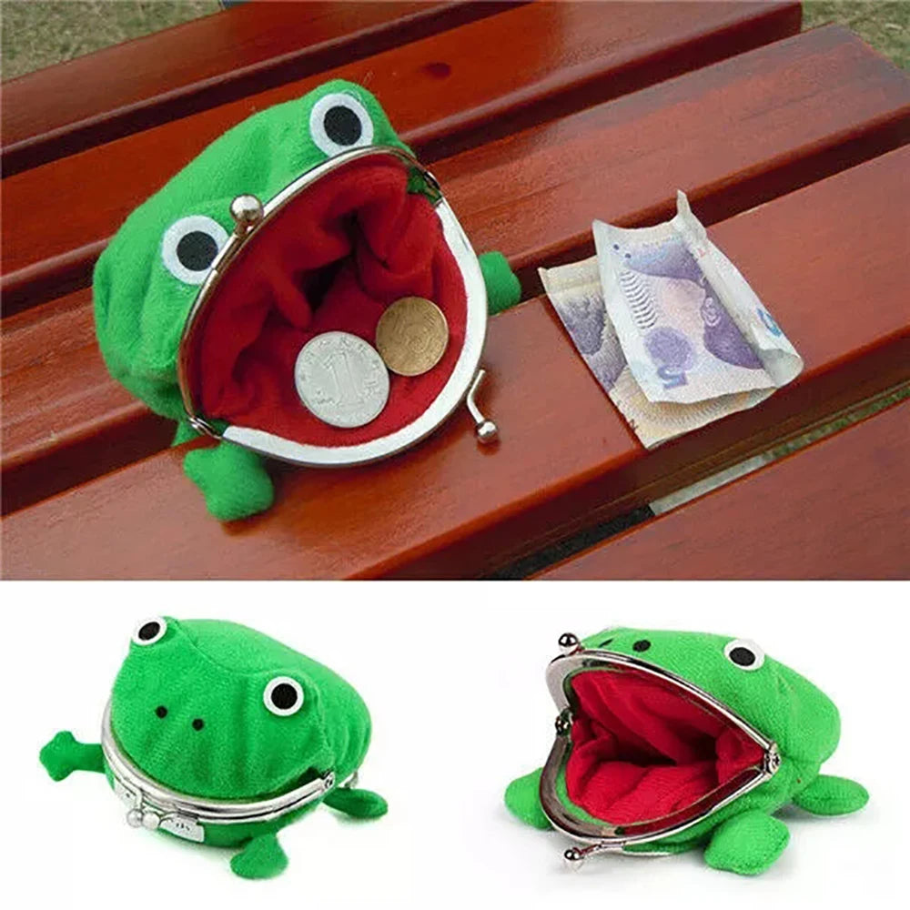 Novelty Adorable Anime Frog Wallet Coin Purse Key Chain Cute Plush Frog