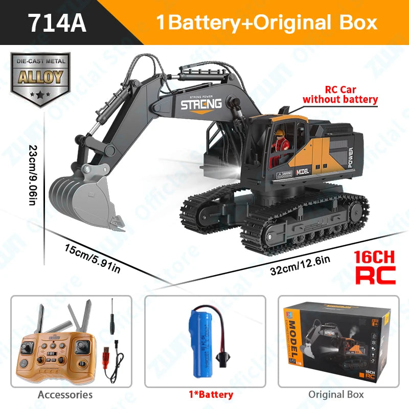 ZWN 1 16 1 20 Remote Control Excavator Dump Truck RC Model Car Toy