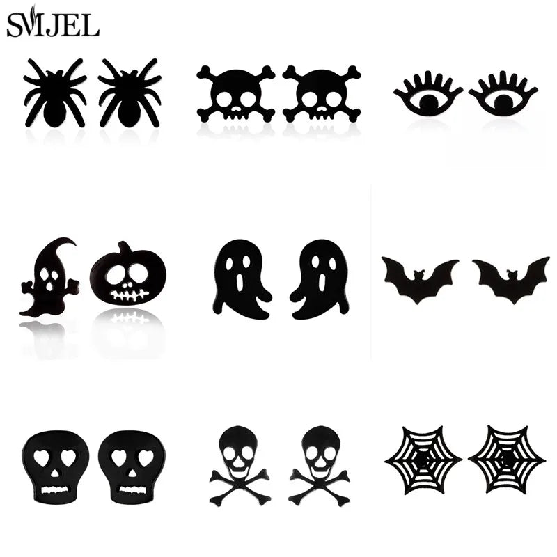 Punk Halloween Earring Black Stainless Steel Ghost