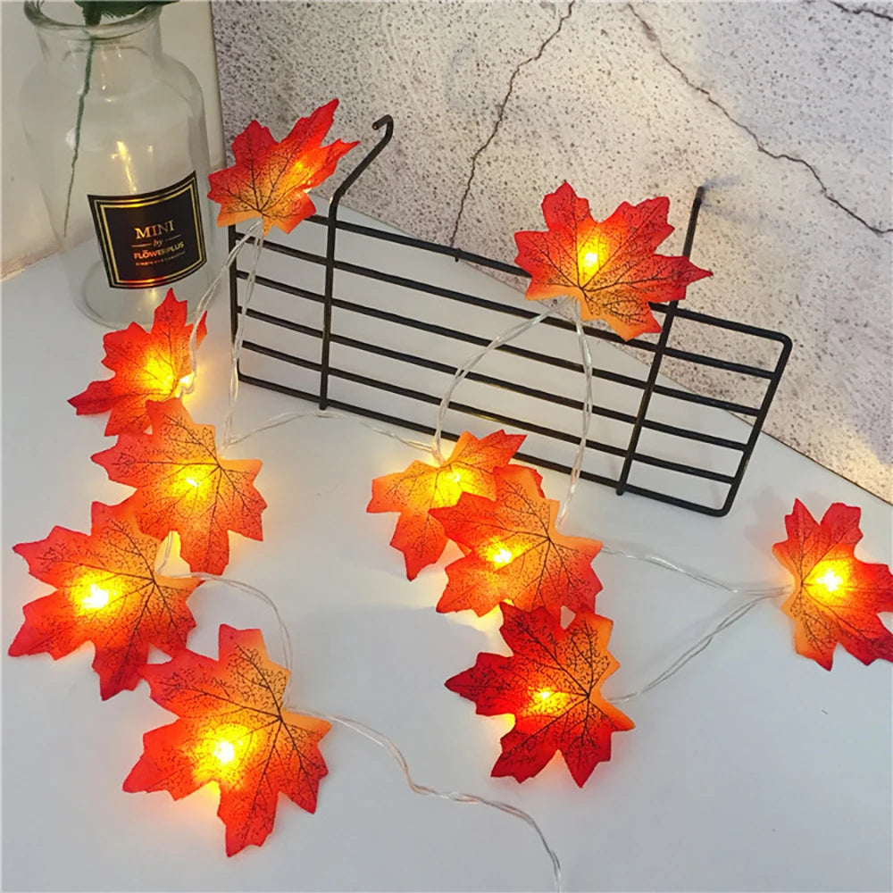 2 3 6M Halloween LED Lights String Artificial Maple Leaf Lantern Garland