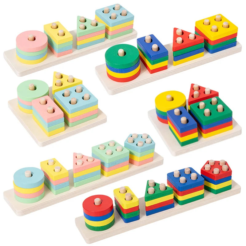 Montessori Wooden Building Blocks Color