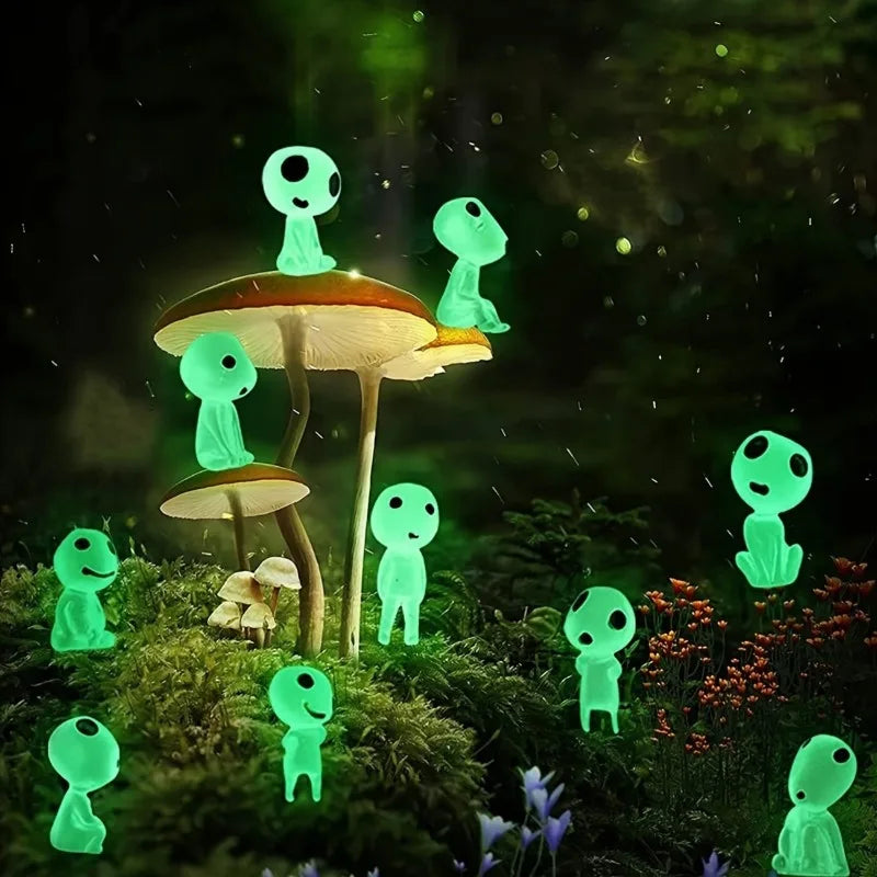 10pcs Luminous Resin Ghost Figures Miniature Alien Decor Aquarium DIY Terrarium