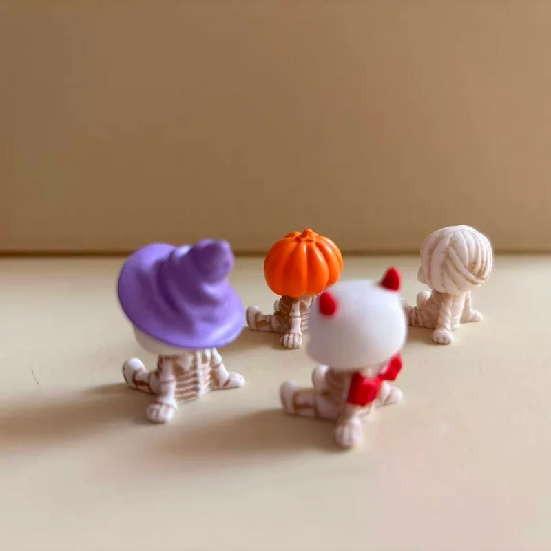 4Pcs Halloween Mini Figurines Spooky Resin Decor