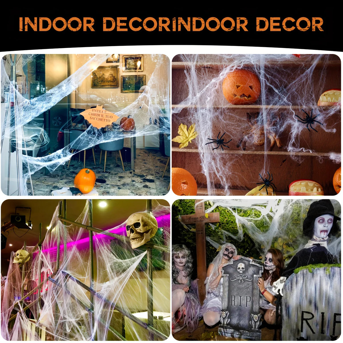 120-35 sqft Spider Webs Halloween Decorations Spiders