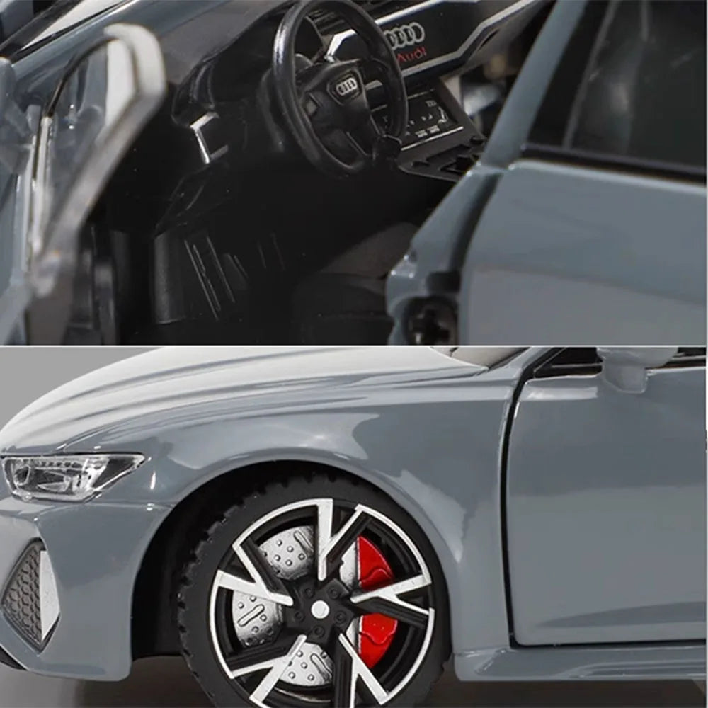 1 32 Audi RS6 Toy Car Model Sound Light Doors Opened Alloy Diecast