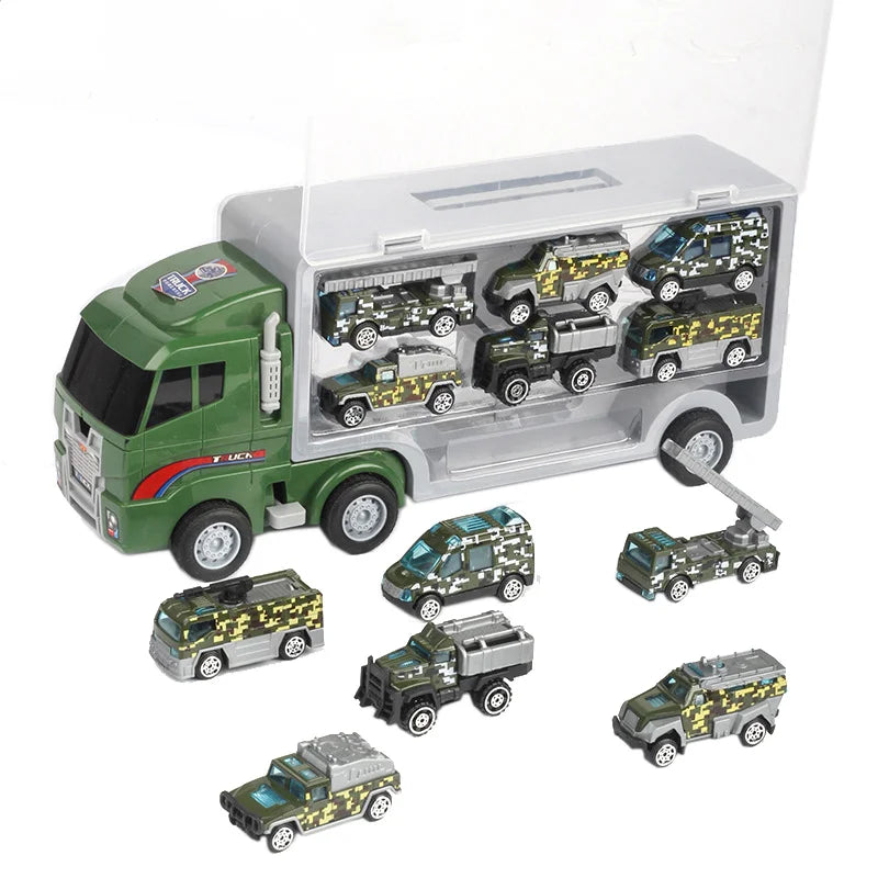 10 In 1 Construction Toys Truck Storage Die-cast Vehicle Transporter Car