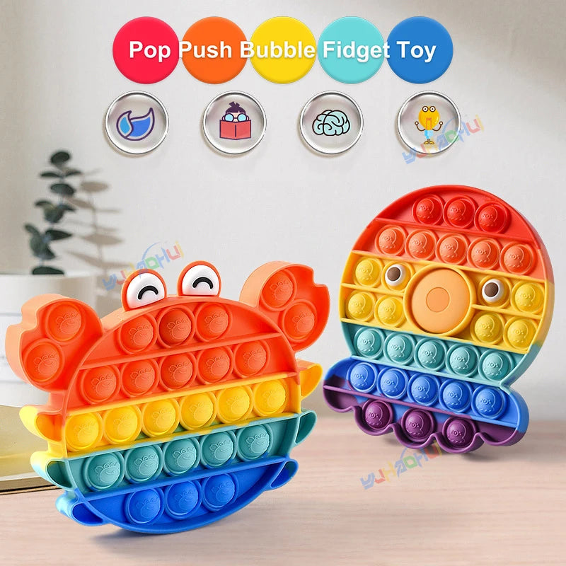 Rainbow Pop Push Bubble Fidget Anti Stress Relief Toys Adult Children Special