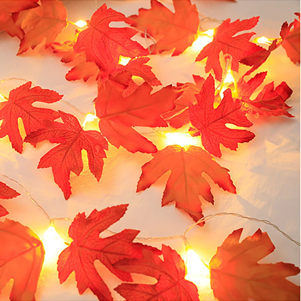 2 3 6M Halloween LED Lights String Artificial Maple Leaf Lantern Garland