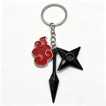 Anime Ninja Red Cloud Keychain Metal Kunai Shuriken Leaf Mark Headband