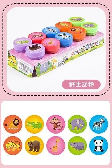 10pcs Assorted Stamps Self-ink Stamps Toy Stamps Smiley Face Seal Scrapbook