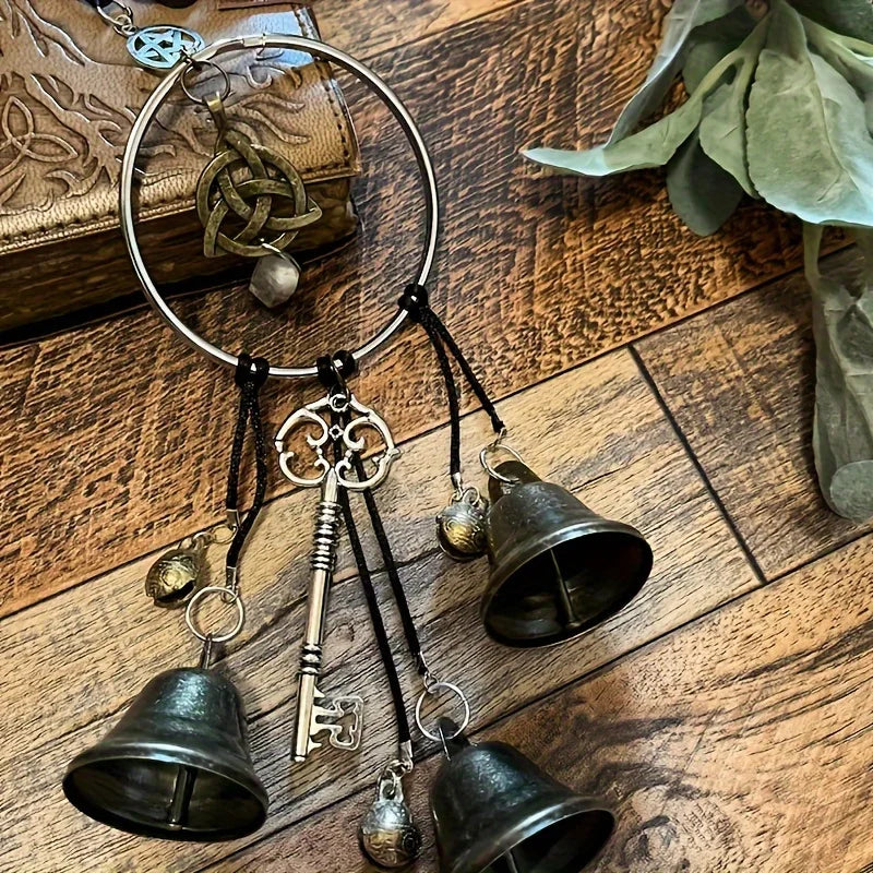 1pc Witch Bell Doorknob Hanging Decorative Wicker Wind Chime Home Decor