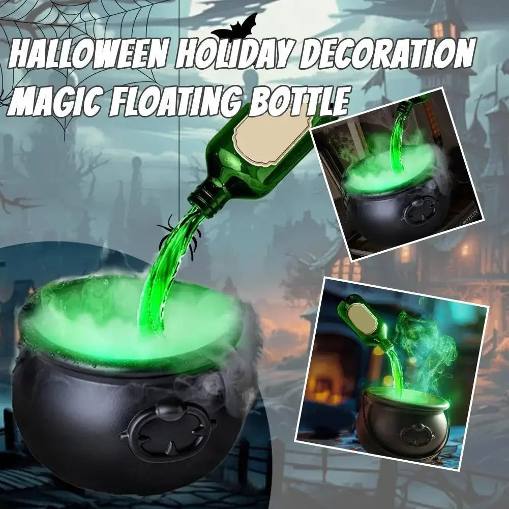 Halloween Witch Cauldron LED Light Fog Mist Maker Skeleton Decor Spooky