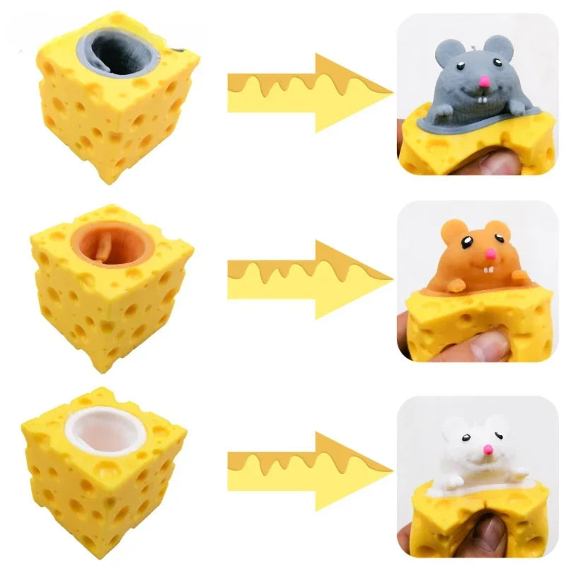 Pop Up Mouse Cheese Block Squeeze Toy Hide Seek