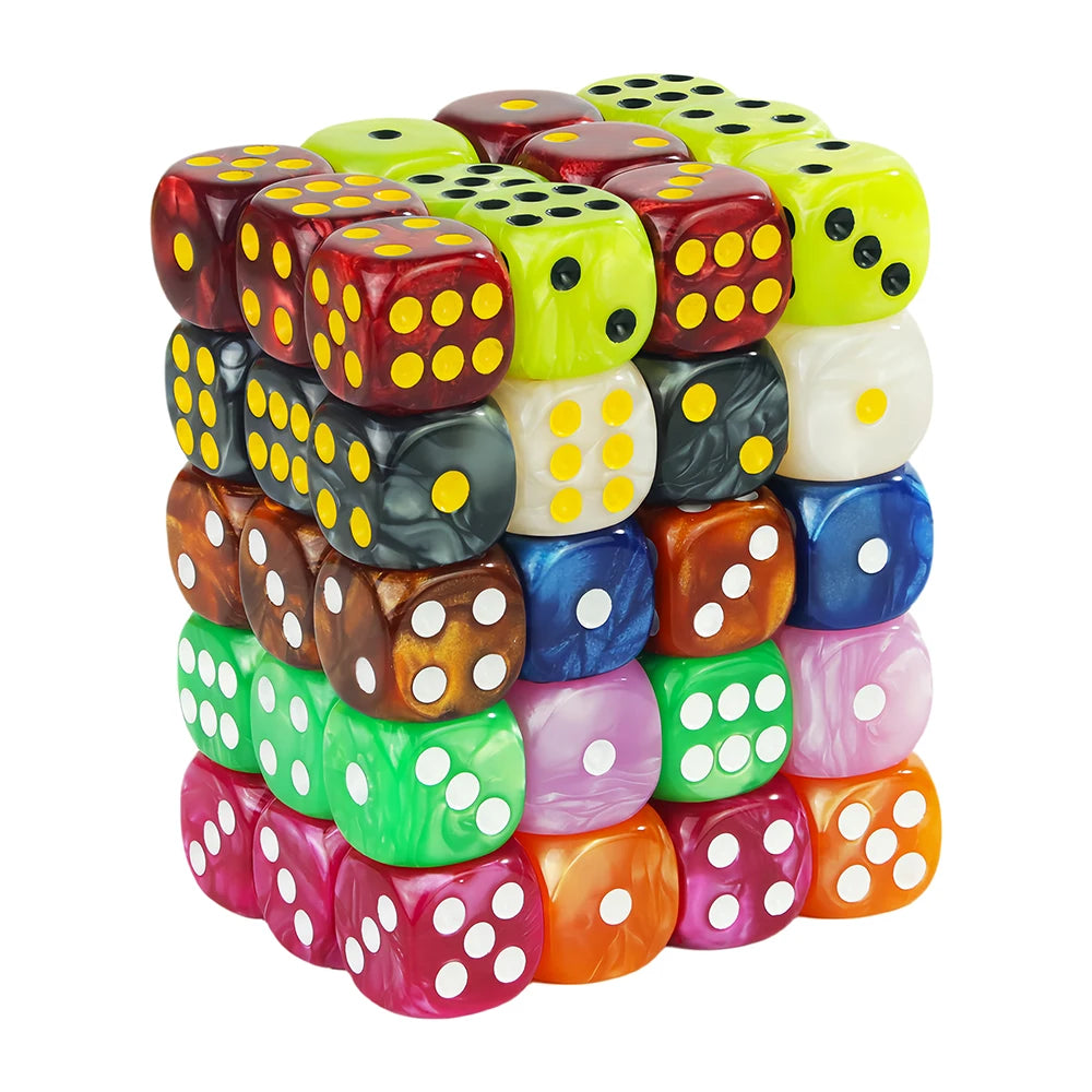 16MM Round Corner Game Dice Set 6-Sided Marble Acrylic Dices Tabletop Game