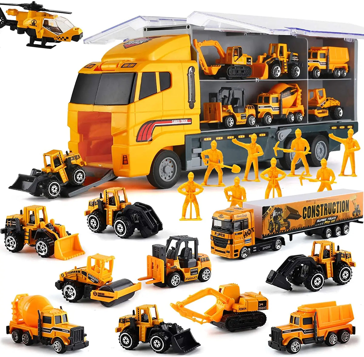 10 In 1 Construction Toys Truck Storage Die-cast Vehicle Transporter Car