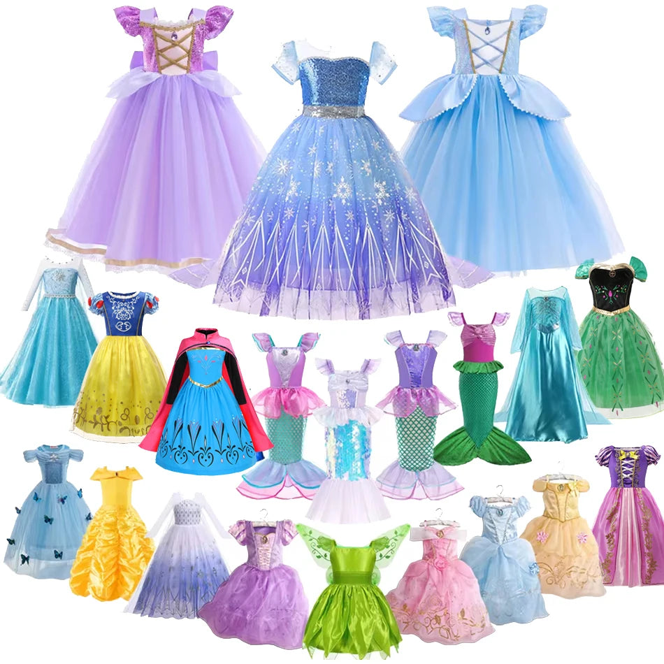 Elsa Anna Princess Dress Kids Cosplay Costume