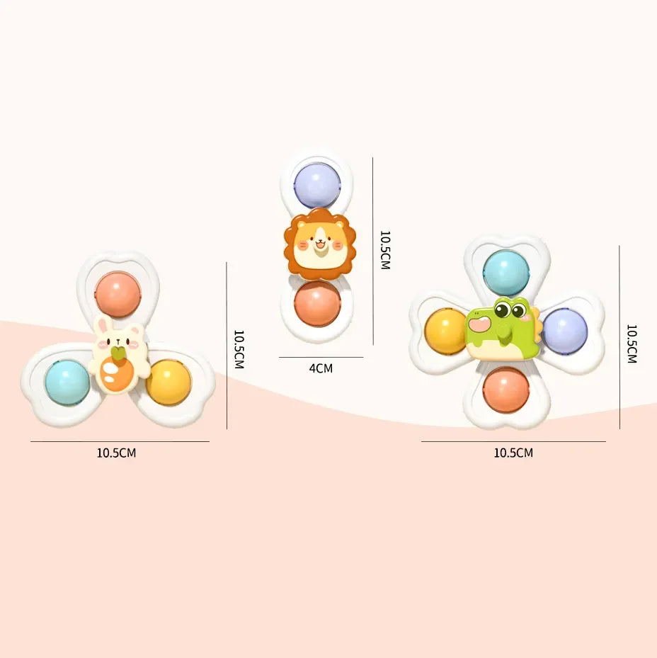 3 in 1 Suction Cups Spinning Top Toy Baby Game Infant Teether Relief Stress