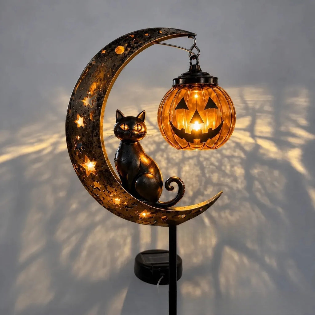 Garden Lamp Decoration Halloween Black Cat Pumpkin Moon Garden Stake Light