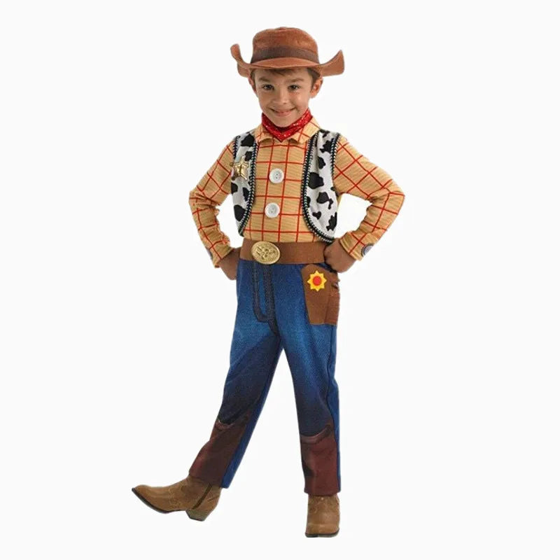 Kids Denim Character Costume Jumpsuit Hat Set