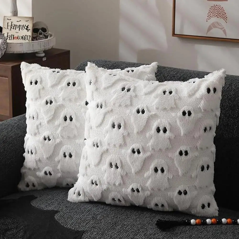 Ghost Pumpkin Plush Faux Fur Pillow Covers Soft
