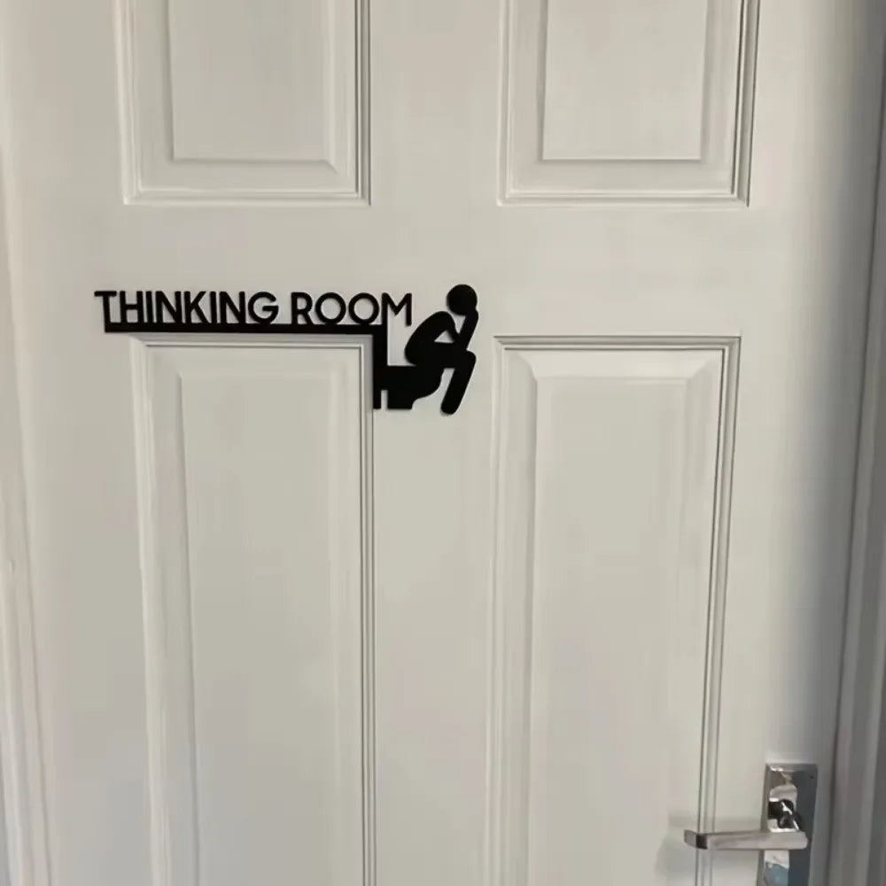 1pc Modern Metal Toilet Door Sign Stylish Thinking Room Wall Sculpture