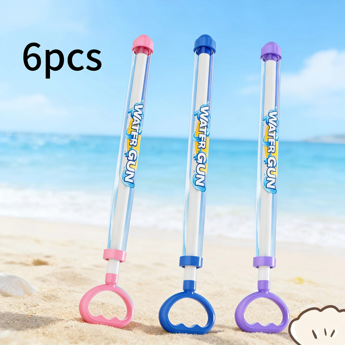 1 3 6pcs Spray Water Pull-Back Water Gun Outdoor Splash Games Pool Lawn