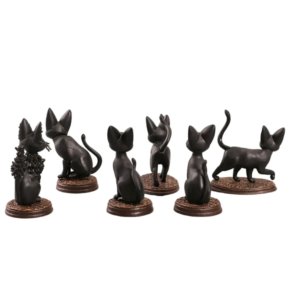 6Pcs Cartoon Black Cat Jiji Gigi Figure Set Anime Collectible