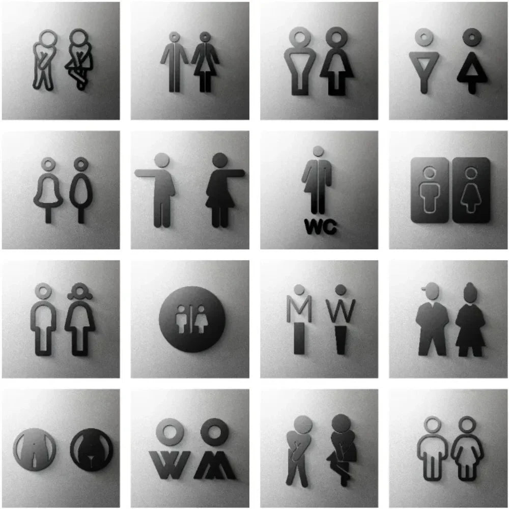 CIFBUY Acrylic 3D WC Toilet Door Sign Modern Self-Adhesive Salon Restaurant