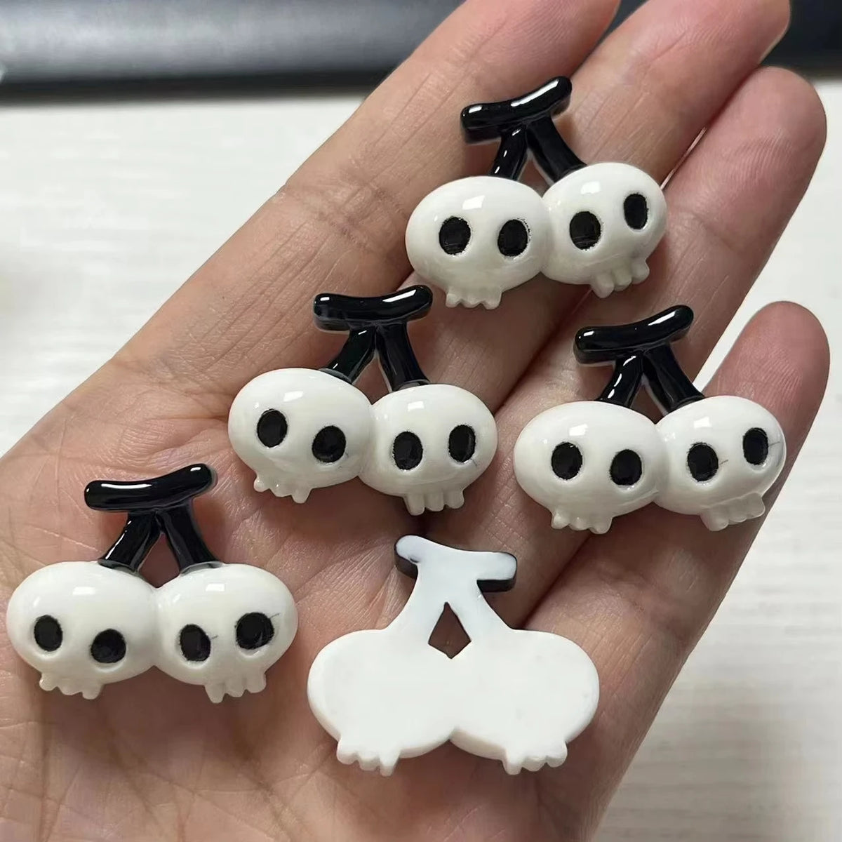 10pcs Macaron Color Skull Bow Skeleton Resin Handmade