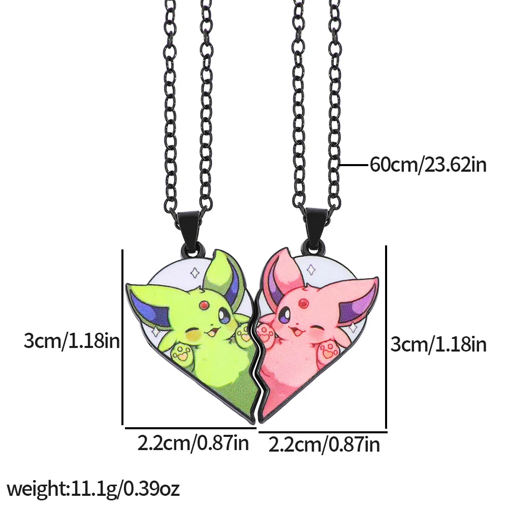 2-piece Cute Eevee Cartoon Pendant Necklace Metal