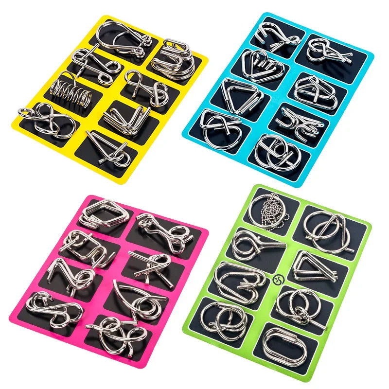 8Pcs Set Metal Montessori Puzzle Wire Mind Brain Teaser Puzzles Children Adults