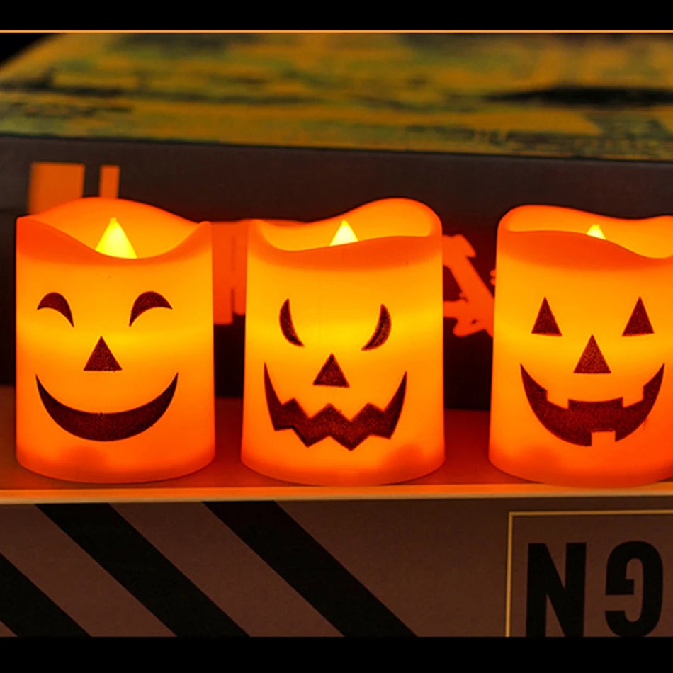 Pumpkin Lantern Candle Light Halloween Ghost Lamp