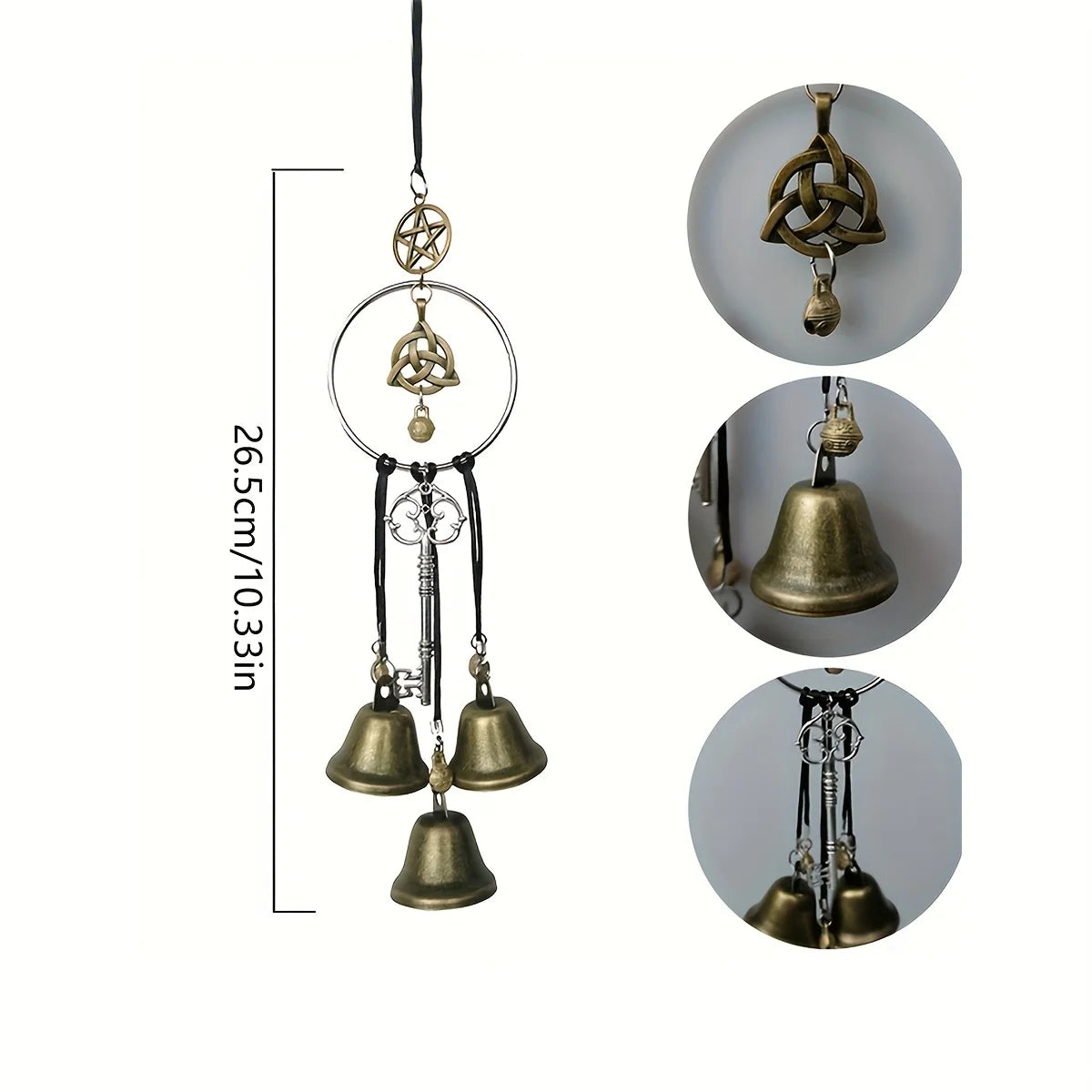 1pc Witch Bell Doorknob Hanging Decorative Wicker Wind Chime Home Decor
