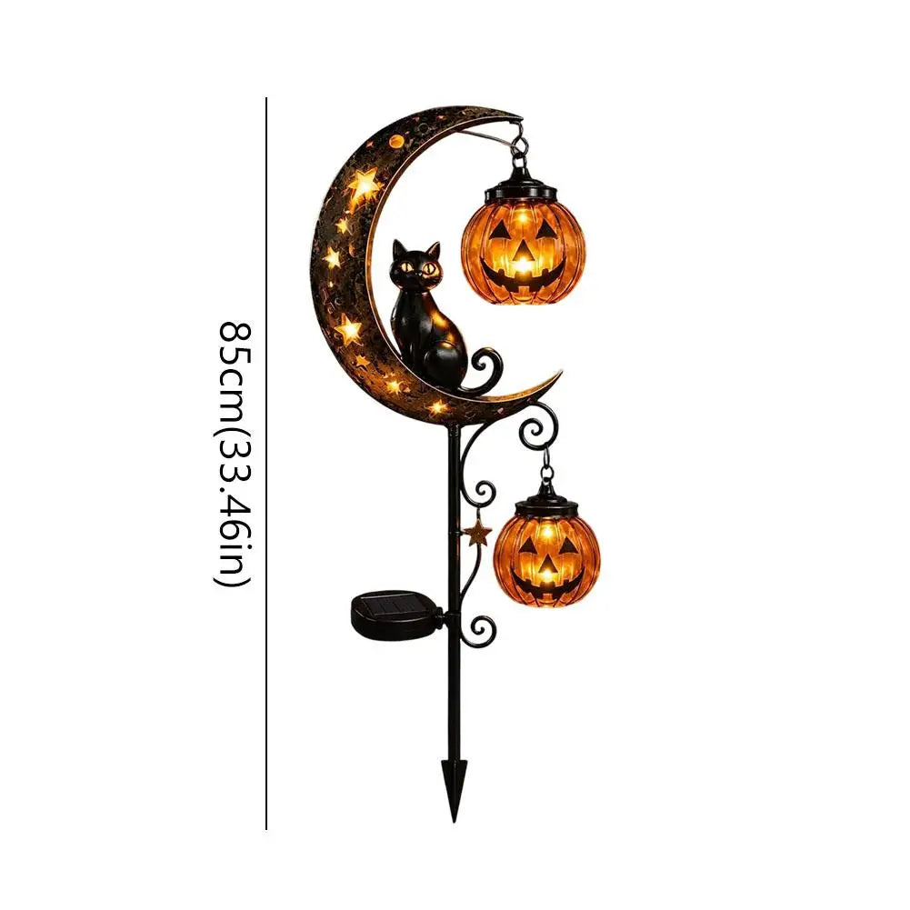 Garden Lamp Decoration Halloween Black Cat Pumpkin Moon Garden Stake Light