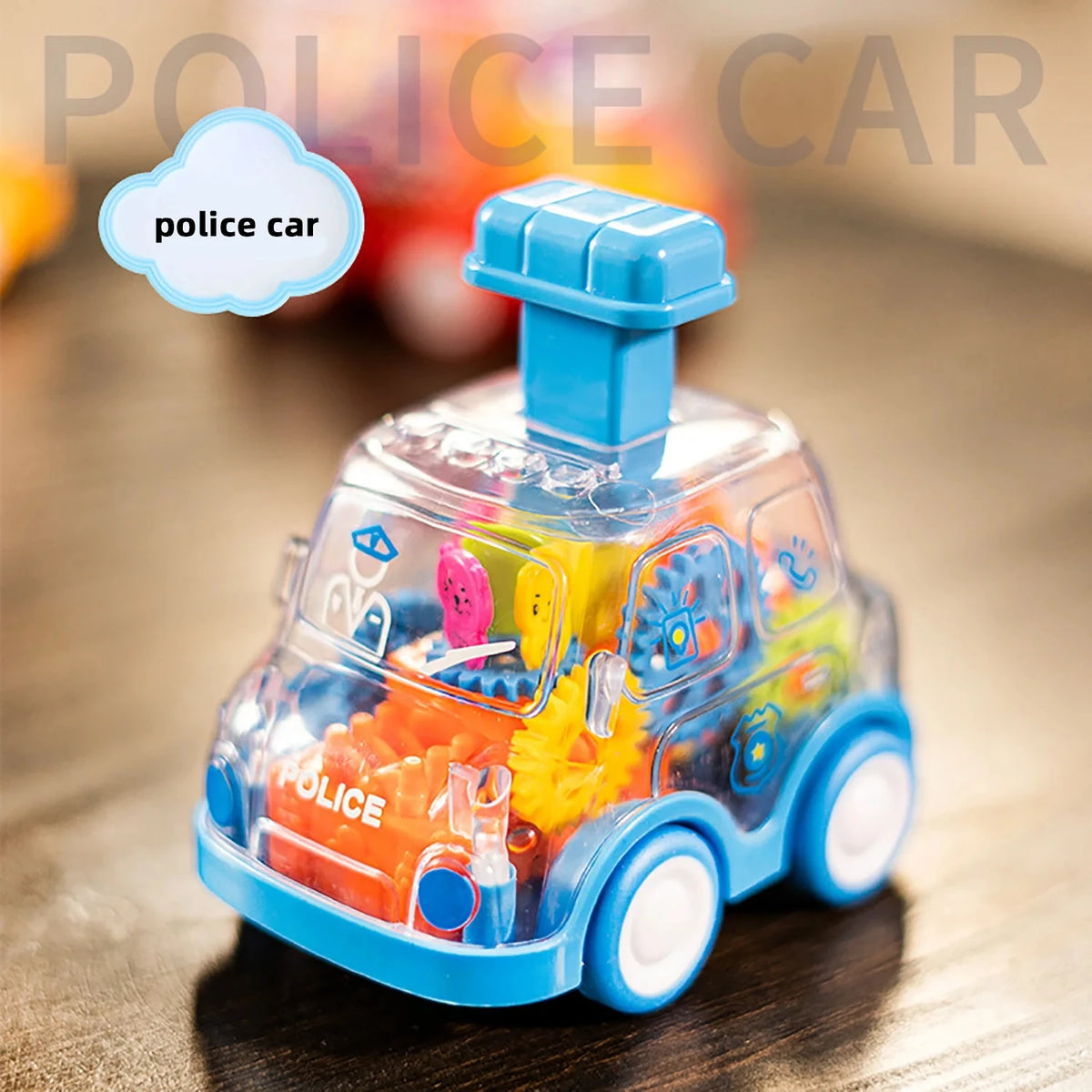 Transparent Gear Car Inertia Toy Press & Go